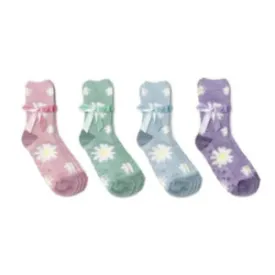 2-Pair Soft Daisy Therapeutic Spa Socks- infused with Shea Butter & Lavender