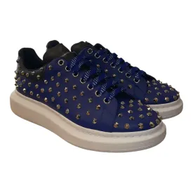 Alexander McQueen/Low-Sneakers/EU 45/Glitter/Leather/NVY/LARRY STUD