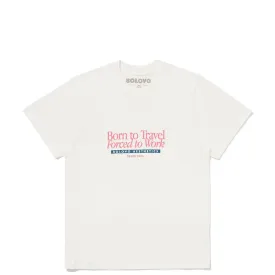 BOLOVO - Camiseta Born To Travel Forced To Work "Off White"