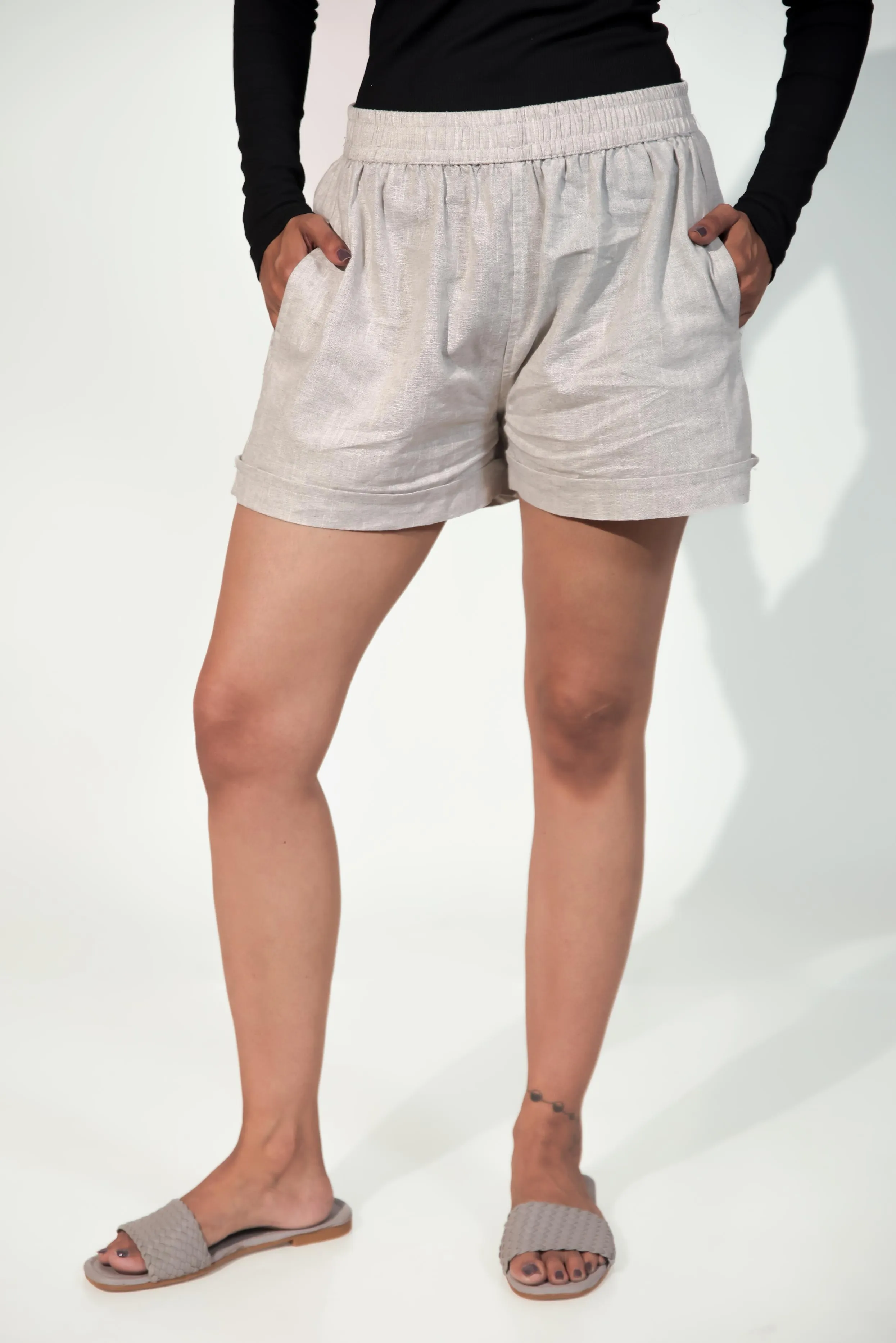 Steel Grey Women's Thigh-Length Shorts