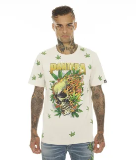 T-SHIRT SHORT SLEEVE CREW NECK TEE "PANTERA 420" IN CREAM