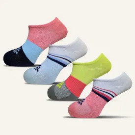 Women's Striped Athletic Ultra Light Liner Socks- 4 Pair